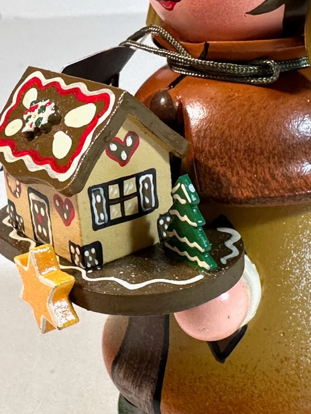 Hubris Volkskunst Swiss Girl w/ Gingerbread House Miniature Smoker w/ Tag